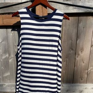 Gap Navy Blue and White Striped Tank Dress